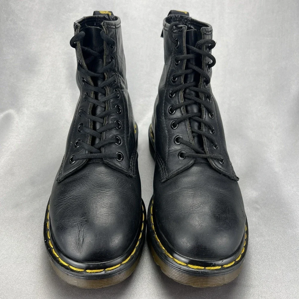 Vtg Dr. Martens Combat Black Leather Boots Made In England * UK 6 / US 7 / EU 39 - Picture 5 of 17